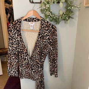 Talbots Leopard Print Wrap Around Top